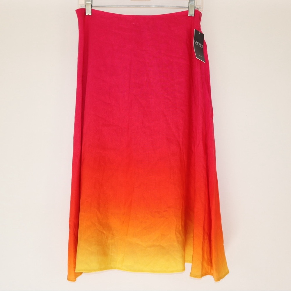 NWT Lauren Ralph Lauren Pink and Orange Maxi Skirt